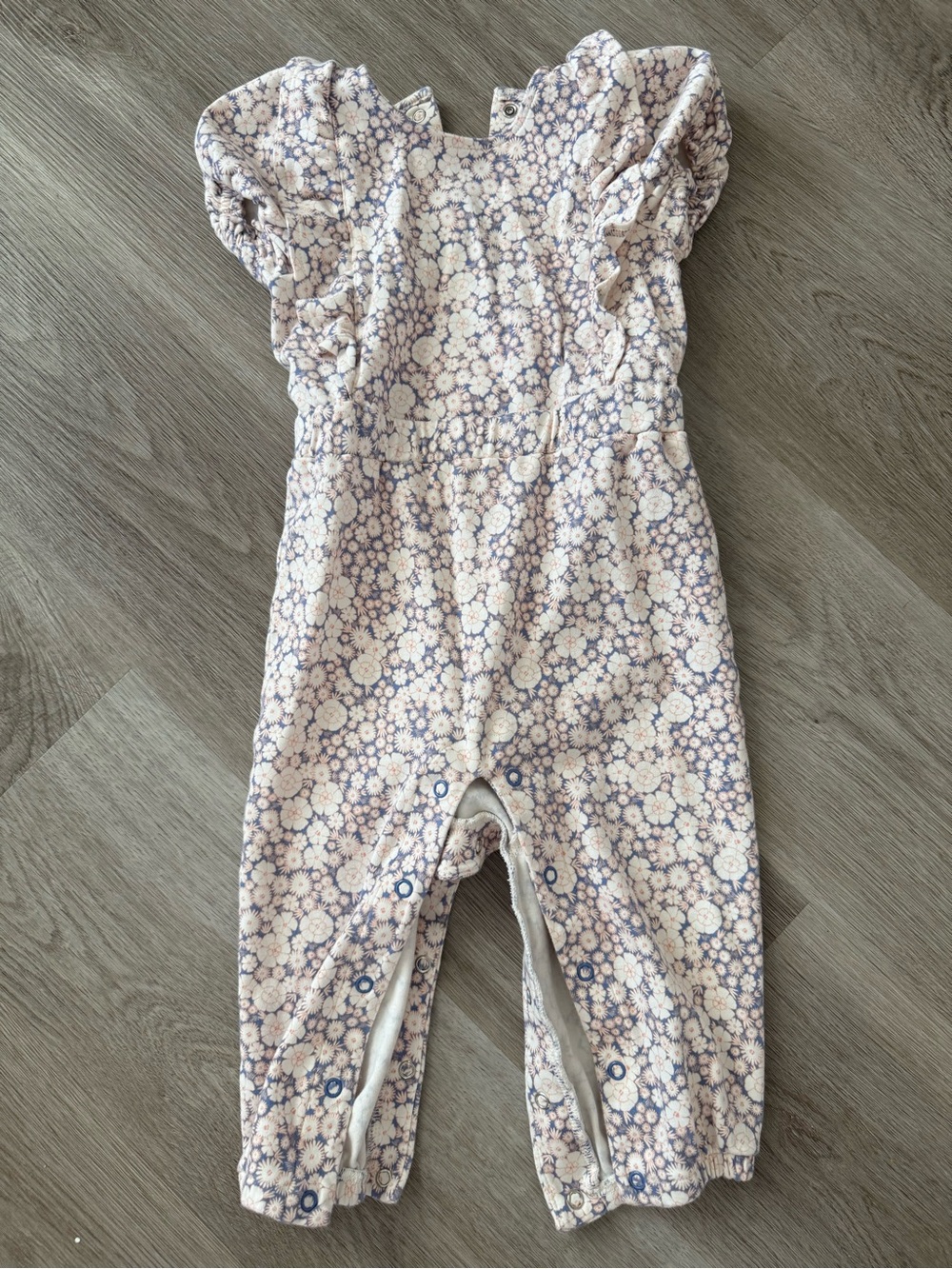 Baby Floral One-Piece Bodysuit in Light Pink and Blue
